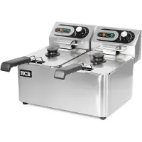 HCB - Professionele Horeca frituurpan - Dubbele friteuse - 2 x 4.5 liter - 2 x 230V - RVS / INOX frietketel - frietpannen - frietpan - 38.5x45x31.5 cm (DxBxH) - 5000W - 2584
