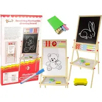 Leantoys 2 in 1 - Onderwijsbord - Magnetisch Whiteboard & Krijtbord met Accessoires - Stabiele - Veilige Constructie - CA. 101 x 41 x 39 cm - Hout