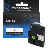 PrintAbout Huismerk vervangt Brother TZe-131 Tape Zwart op transparant (12 mm)