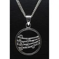 MOOYE ® - Collectie Zilveren Muzieknoten in ring ketting hanger