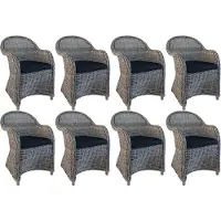 Decomeubel - Rotan Stoel Kubu Grey met zwart Kussen - set van 8 stoelen