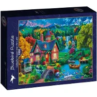 Blue Bird Colourful House near the Lake Puzzel 1000 Stukjes
