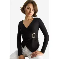 Bianco Dubbelzijdige Blouse met Accessoire Detail
