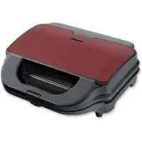 Heinner Sandwichmaker & Wafelijzer – 900 W – 2 Sandwiches – 2 Verwisselbare XL Platen 28 x 15 cm – Grill & Wafel – Antiaanbaklaag – Zwart/Bordeauxrood