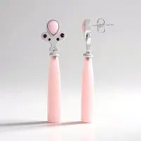 Cavill - Elegante Oorbellen - 925 Sterling Zilver Gerhodineerd - 17,1 ct Roze Chalcedoon Fancy Cut & 1,62 ct Roze Opaal & Robijn - Luxe Dames Sieraden