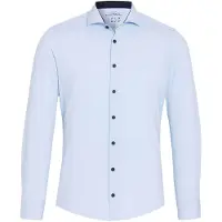 Pure Functional Slim Fit Jersey overhemd lichtblauw, Effen