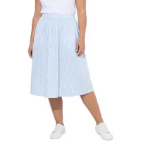 Angel of Style - Dames - Midirok A-lijn strepen elastische tailleband - Ochtend blauw - Maat 52