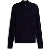 Tommy Hilfiger trui navy half zip grof gebreid
