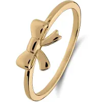 Lucardi Kinder Zilveren goldplated ring met strik - Ring - 925 Zilver - Goudkleurig - 16 / 50 mm