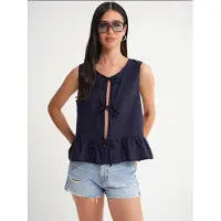 MixRay Geribbelde Strik Voor Blouse