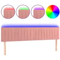 vidaXL Hoofdbord LED 160x5x78/88 cm fluweel roze