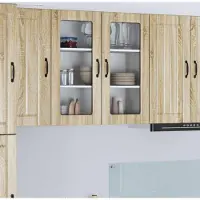 vidaXL Wandglas Kasten LUCCA Sonoma Eiken 80 x 31 x 80 cm Bewerkt hout