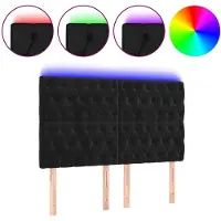 vidaXL Hoofdbord LED 144x7x118/128 cm fluweel zwart