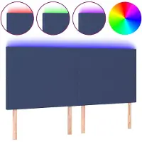 vidaXL Hoofdbord LED 180x5x118/128 cm stof blauw