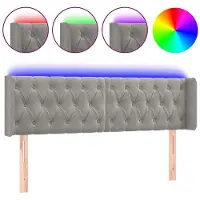 vidaXL Hoofdbord LED 163x16x78/88 cm fluweel lichtgrijs