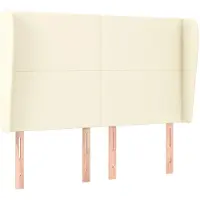 vidaXL Hoofdbord met randen 147x23x118/128 cm kunstleer crèmekleurig