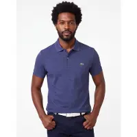 Lacoste poloshirt blauw gemêleerd piqué