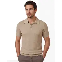 Scotland Blue Beige polo korte mouw 3 knoops