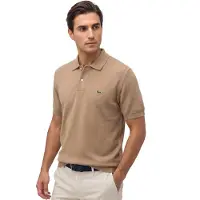Lacoste Bruin poloshirt classic fit korte mouw gebreid