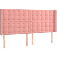 vidaXL Hoofdbord met randen 163x16x118/128 cm fluweel roze