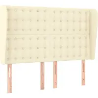 vidaXL Hoofdbord met randen 147x23x118/128 cm kunstleer crèmekleurig