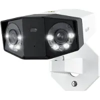 Reolink 4K 8MP PoE bewakingscamera, 180° panoramaweergave, dual lens, kleurenweergave bij weinig licht, spotlight, detectie van personen, voertuigen en dieren, tweewegs audio, IP67-bescherming