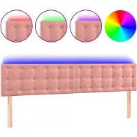 vidaXL Hoofdbord LED 160x5x78/88 cm fluweel roze