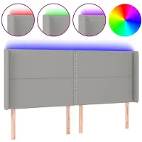 vidaXL Hoofdbord LED 183x16x118/128 cm stof lichtgrijs
