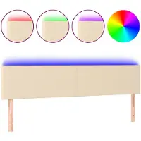 vidaXL Hoofdbord LED 200x5x78/88 cm stof crèmekleurig