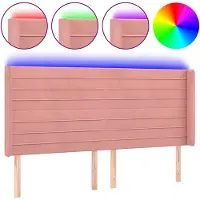 vidaXL Hoofdbord LED 203x16x118/128 cm fluweel roze