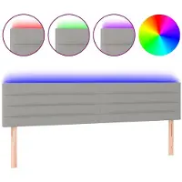 vidaXL Hoofdbord LED 200x5x78/88 cm stof lichtgrijs