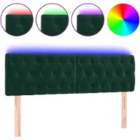 vidaXL Hoofdbord LED 160x7x78/88 cm fluweel donkergroen