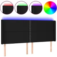 vidaXL Hoofdbord LED 183x16x118/128 cm stof zwart