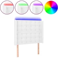 Super Merchant Hoofdbord LED 83x16x118/128 cm kunstleer wit