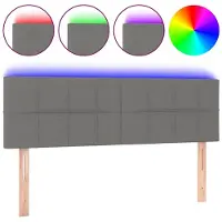 vidaXL Hoofdbord LED 144x5x78/88 cm stof donkergrijs