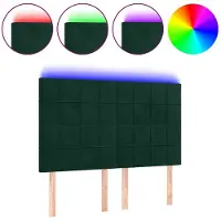 vidaXL Hoofdbord LED 144x5x118/128 cm fluweel donkergroen
