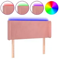 vidaXL Hoofdbord LED 93x16x78/88 cm fluweel roze