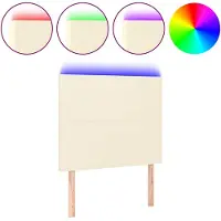 vidaXL Hoofdbord LED 80x5x118/128 cm kunstleer crèmekleurig