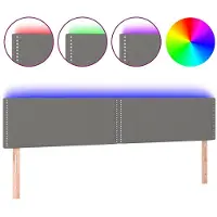 vidaXL Hoofdbord LED 200x5x78/88 cm stof donkergrijs