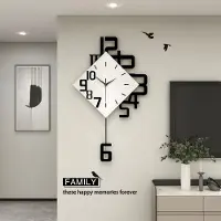 Dnntunk Stille Slingeruurwerk Wandklok - Wandklok - 34x63 cm - voor Woonkamer Slaapkamer - Batterij niet Inbegrepen