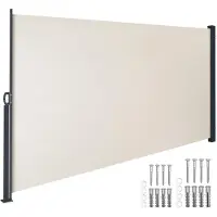TecTake Uitschuifbaar Windscherm met Oprolmechanisme - 300 x 160 cm - Zijluifel met Aluminium Frame- Zonnescherm - Tuinscherm - Beige Balkonscherm - Ondoorzichtbaar Privacyscherm - Markiesdoek