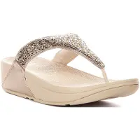 FitFlop Women Lulu Crystal-Mix Metallic Toe-Post Sandals Platino-Schoenmaat 42