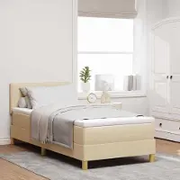 Prolenta Maison Exclusive - LED boxspringbed met matras, crème kleur, 100 x 200 cm, textiel