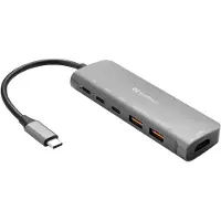 Sandberg USB-C Dok HDMI+2xA+2xC+PD100W (USB-C), Docking station + USB-hub, Zilver