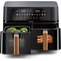 Princess 182272 Dubbele Airfryer - 2x 4.5L - 9 liter - 2 manden - XXL - Touchscreen - Kijkvenster - 12 programma's - 3100W