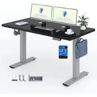 FlexiSpot EN1, verstelbaar bureau, 140x80 cm, draagvermogen 100 kg, met anti-botsingsbescherming, één delige tafelblad, 4 geheugenfuncties (zwart)
