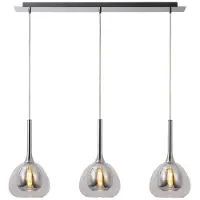 Brilliant Eetkamer hanglamp Hadan chroom met smoke glas