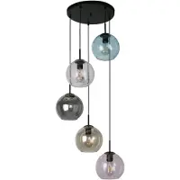 Searchlight 5 Lichts Hanglamp Mardi Gras Ii Met Meerdere Kleuren Glas