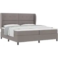 vidaXL Boxspring bed met hoofdeinde Taupe 200 x 200 cm Stof