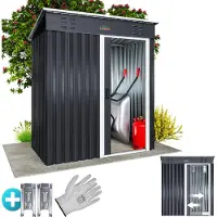 Gardebruk Tuinhuis Antraciet/Wit Staal 164x84x182cm Schuifdeur